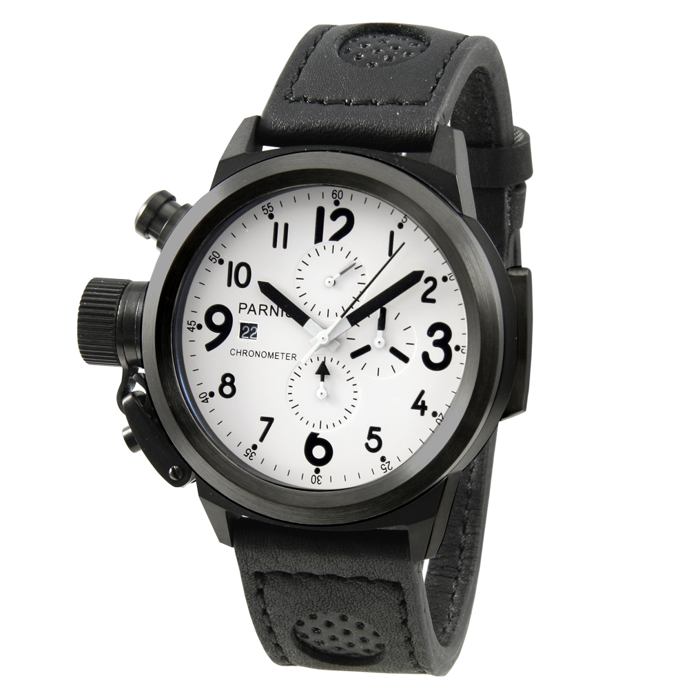 PARNIS大錶徑/黑旋風/多功能/計時腕錶/左手錶/PA5004-D/50mm/石英錶