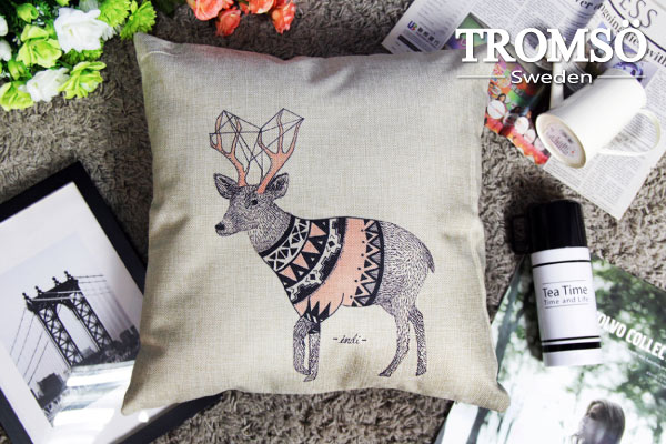 TROMSO-品味英倫棉麻抱枕/手繪麋鹿