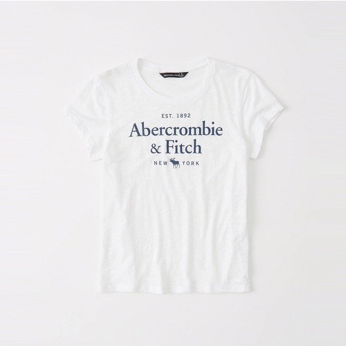 A&F 經典印刷文字大麋鹿短袖T恤(女)-白色 AF Abercrombie