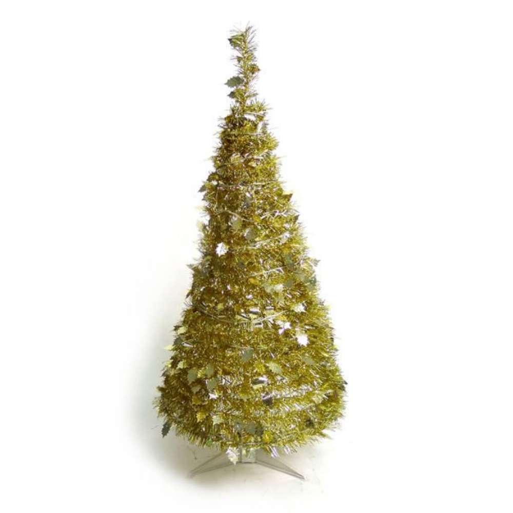 摩達客 4尺(120cm)創意彈簧摺疊聖誕樹(金色系)