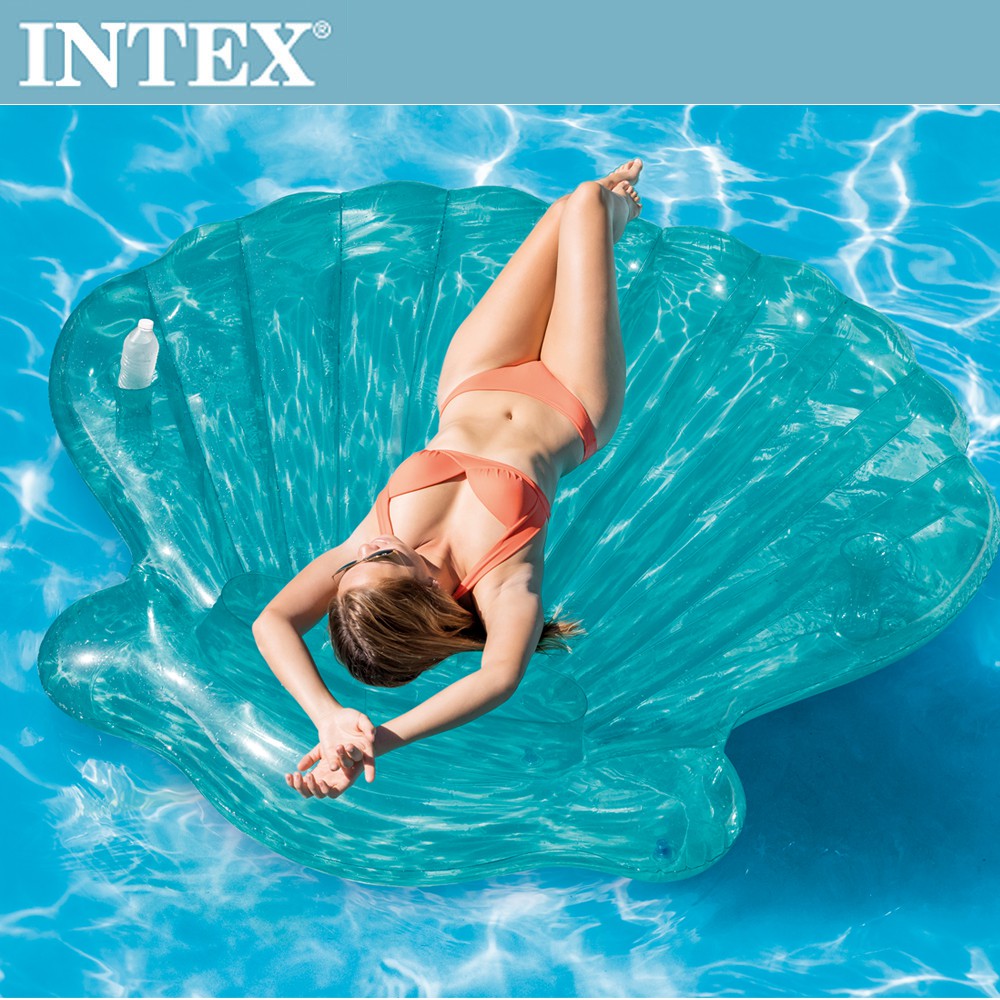 INTEX 美人魚貝殼浮排-杯架設計191x191x25cm(57255)
