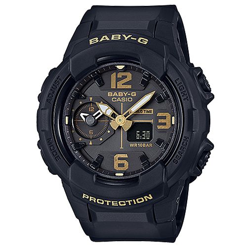 BABY-G 引領潮流系列百變時尚休閒錶(BGA-230-1B)黑色X金時刻42.9mm