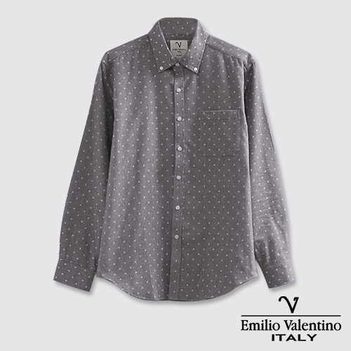 Emilio Valentino 范倫提諾磨毛設計圖騰襯衫-灰