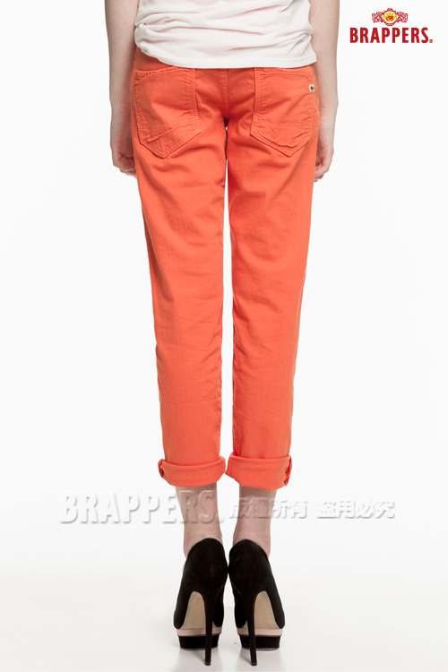 BRAPPERS 女款BoyFriendCargo系列-女用八分反摺褲-橘