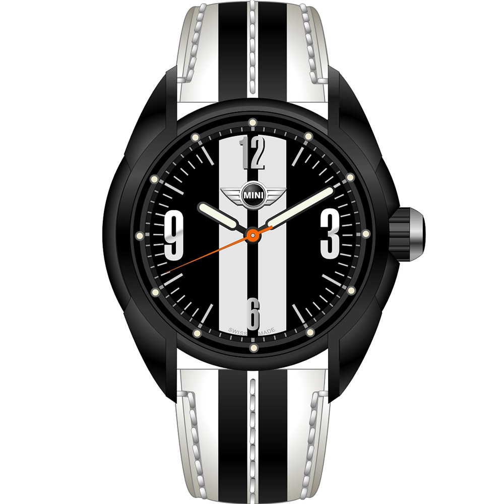 MINI Swiss Watches  休閒運動腕錶-白+黑/38mm