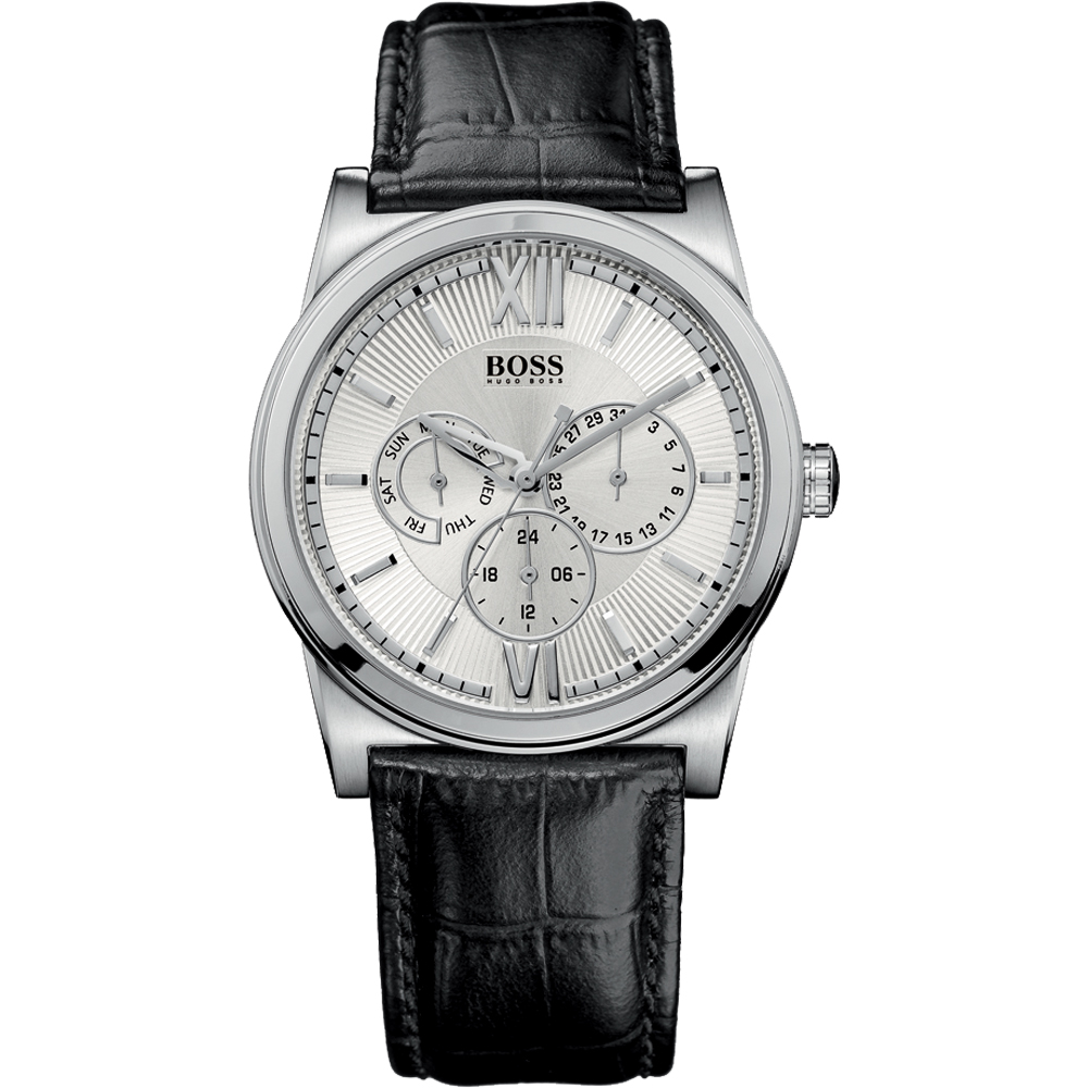 Hugo Boss 德意主張全日曆腕錶-銀/40mm