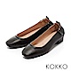 KOKKO - 輕甜好感真皮方頭素面粗跟鞋-優雅黑 product thumbnail 1