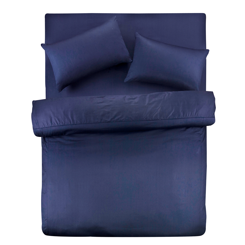 義大利Famttini-典藏原色 雙人四件式精梳棉被套床包組-深藍