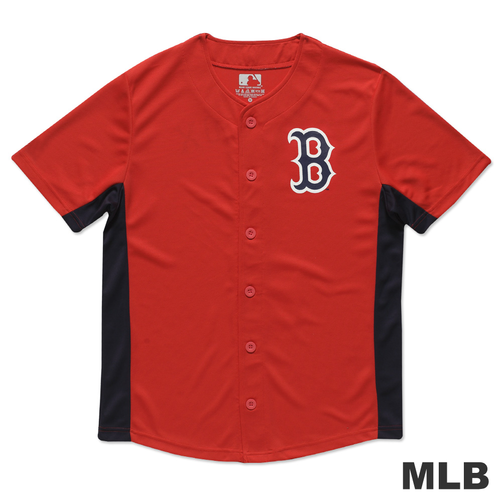 MLB-波士頓紅襪隊開襟印花快排球衣-紅(男)