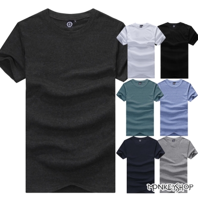 小猴子的賣場 MIT純綿圓領多彩色系素面短袖T恤-3色