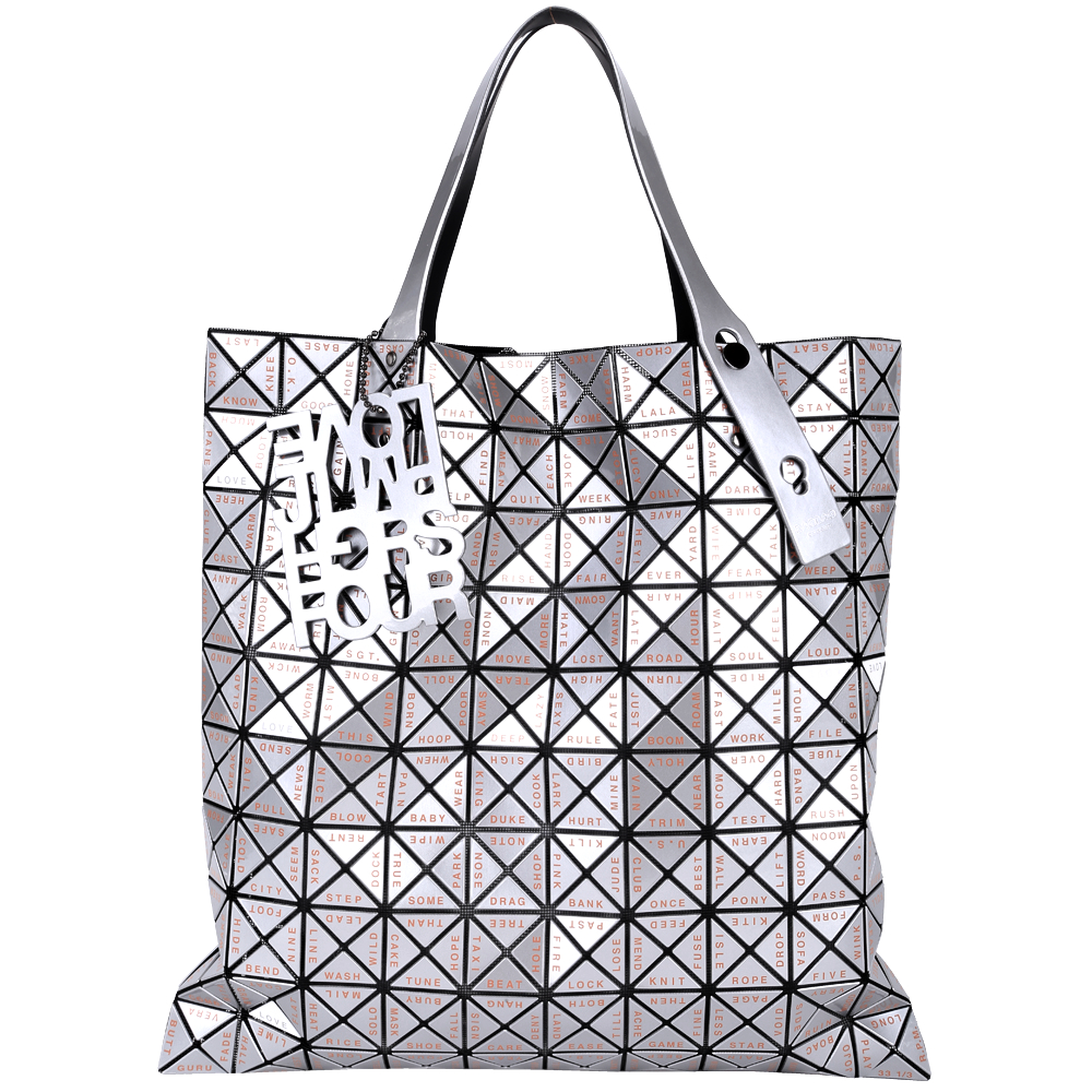 三宅一生BAO BAO ISSEY MIYAKE FOUR 銀色印字托特包(10x10) | 購物包