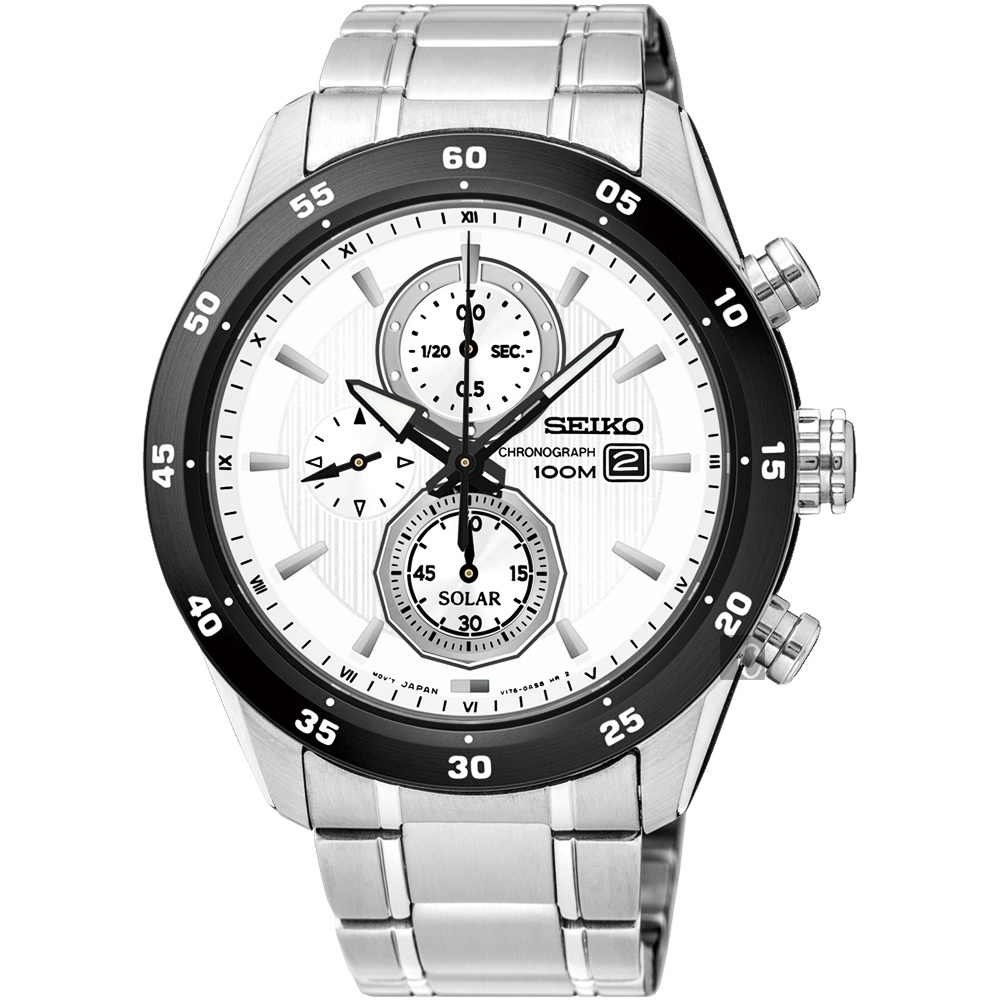 SEIKO精工 Criteria 零極限三眼計時腕錶(SSC535P1/V176-0AR0W)-白x銀/44mm