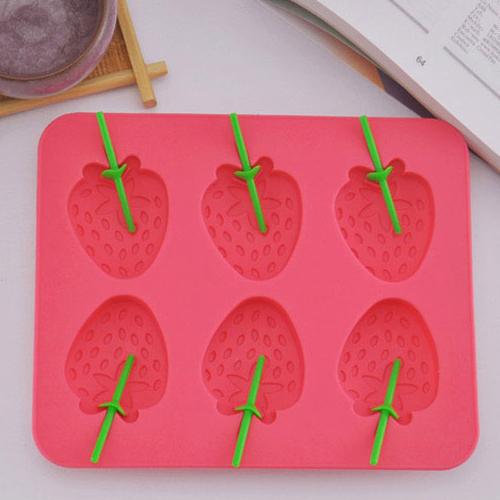 iSFun 草莓冰棒 矽膠模型製冰盒 隨機色