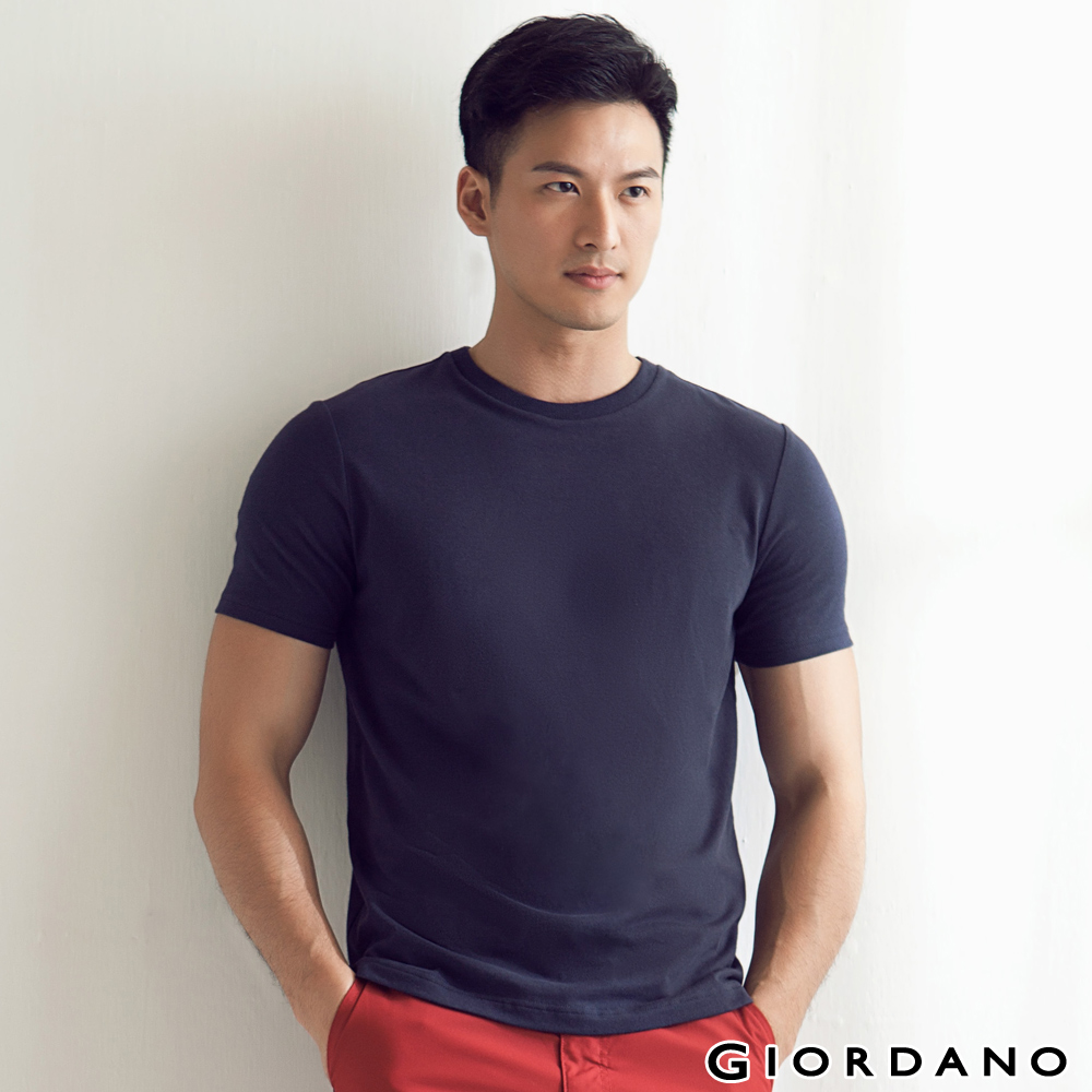 GIORDANO 男裝G-COOL涼感吸濕排汗圓領TEE- 66 標誌海軍藍