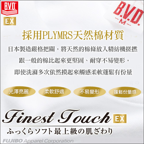 BVD 日本精紡交撚紗系列 圓領8分袖上衣(白色) M/L