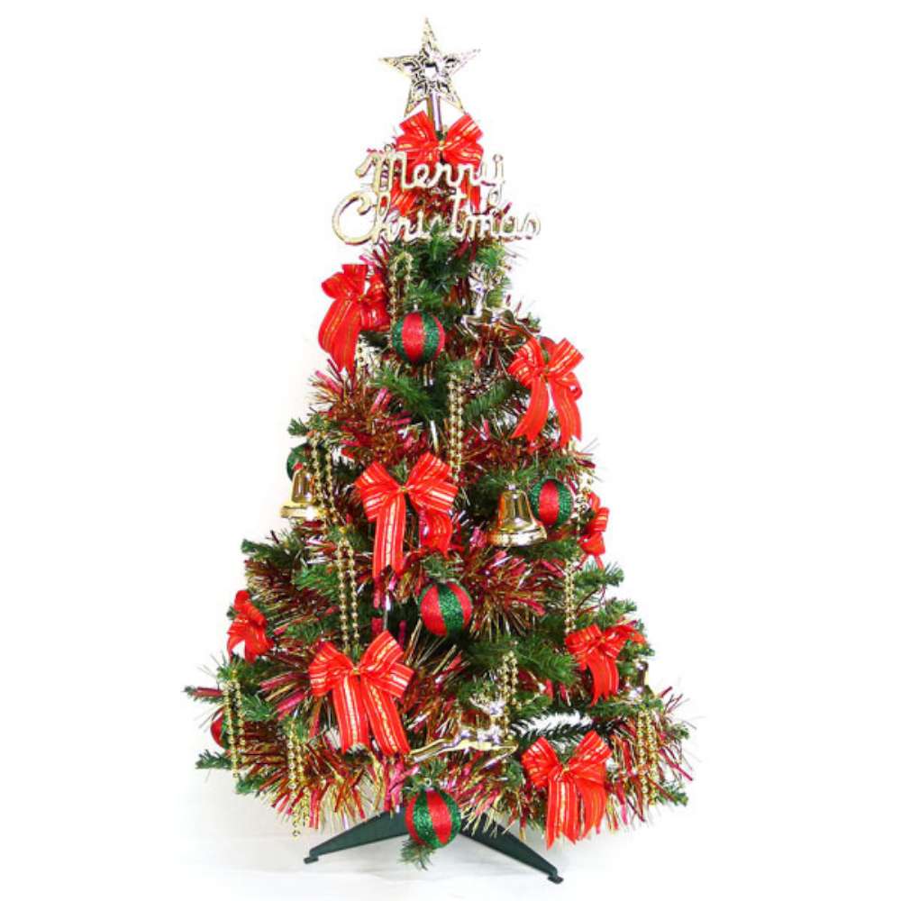 幸福3尺(90cm)一般型裝飾綠聖誕樹(+飾品組-紅金色系)(不含燈)