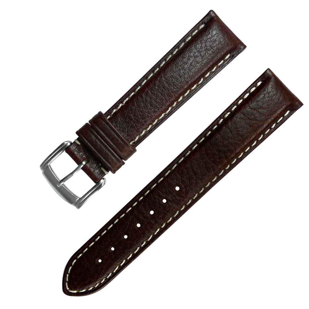 Watchband / 各品牌通用加長型精緻牛皮錶帶-棕色
