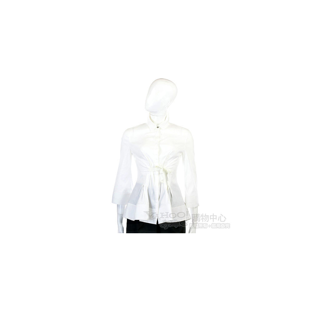 VALENTINO 白色綁帶七分袖襯衫