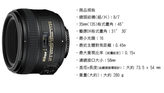 Nikon AF-S NIKKOR 50mm F1.4G (平輸)