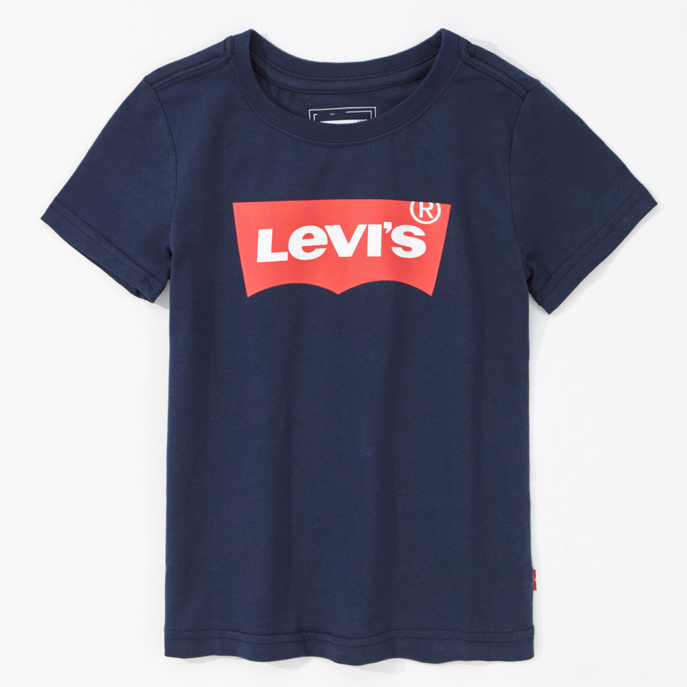 男女童純棉Logo印花短袖T恤 深靛藍-Levis