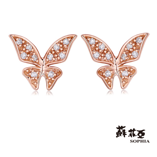 蘇菲亞SOPHIA 鑽石耳環 - 鳳蝶玫瑰金鑽石耳環