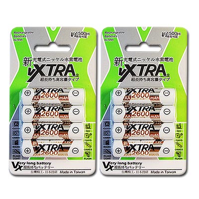 VXTRA ★3號高容量2600mAh低自放充電電池(8顆入)