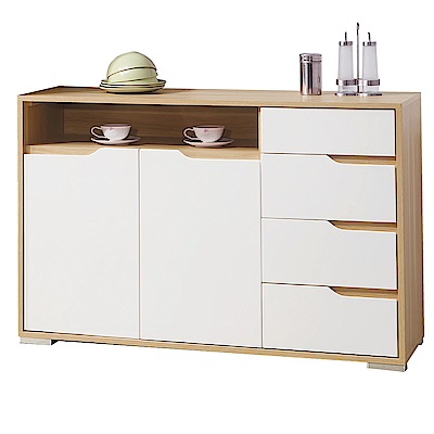 品家居 里歐4尺木紋雙色餐櫃下座-121x40x81cm免組