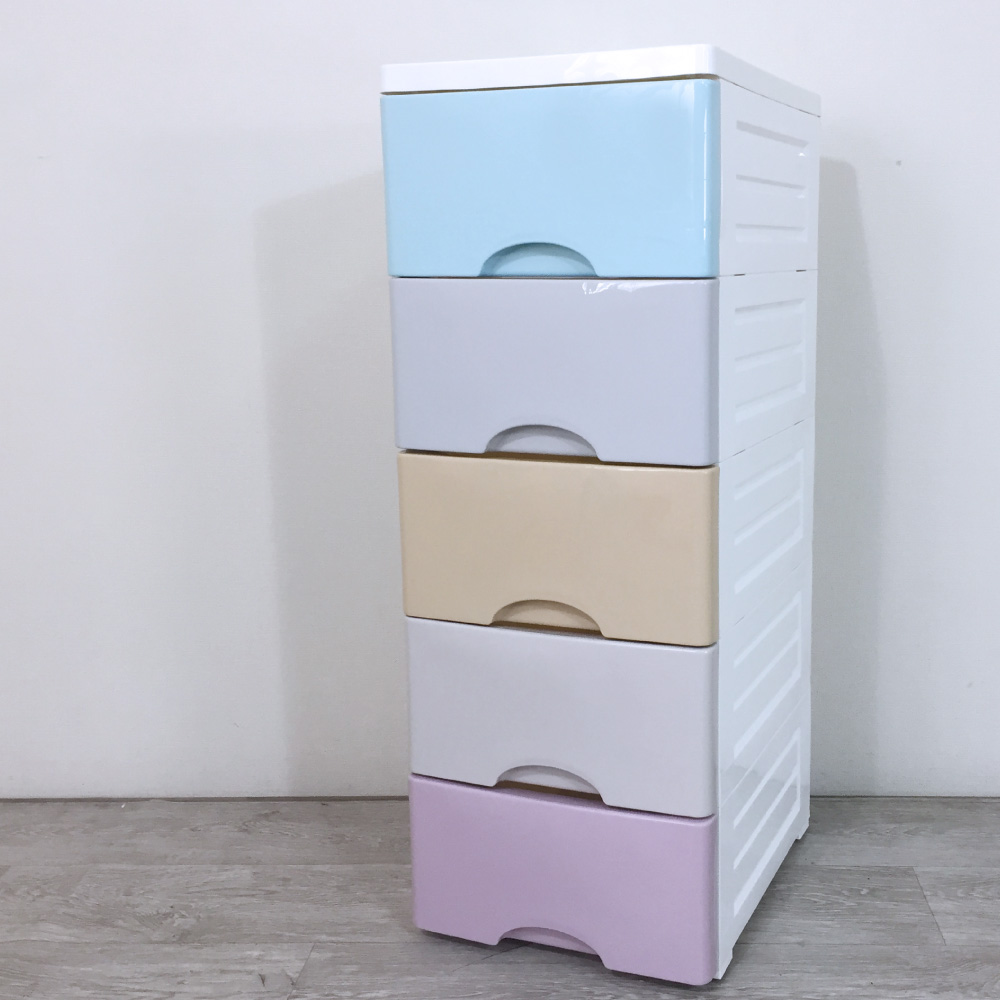 Amos-粉彩五層塑膠收納櫃