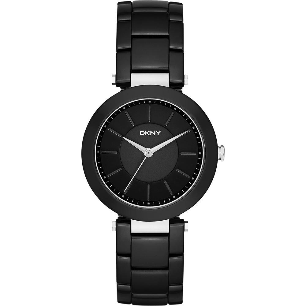 DKNY Stanhope 名模風采陶瓷時尚腕錶-黑/36mm