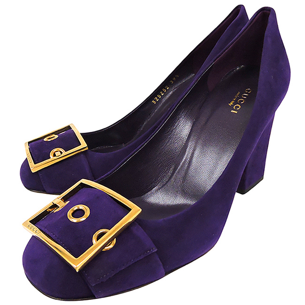 GUCCI 麂皮高跟鞋(紫色)【39.5號】