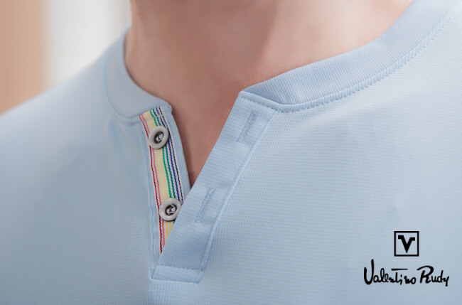 Valentino Rudy 范倫鐵諾.路迪 吸濕排汗冰涼機能T恤衫-水藍-V領口袋