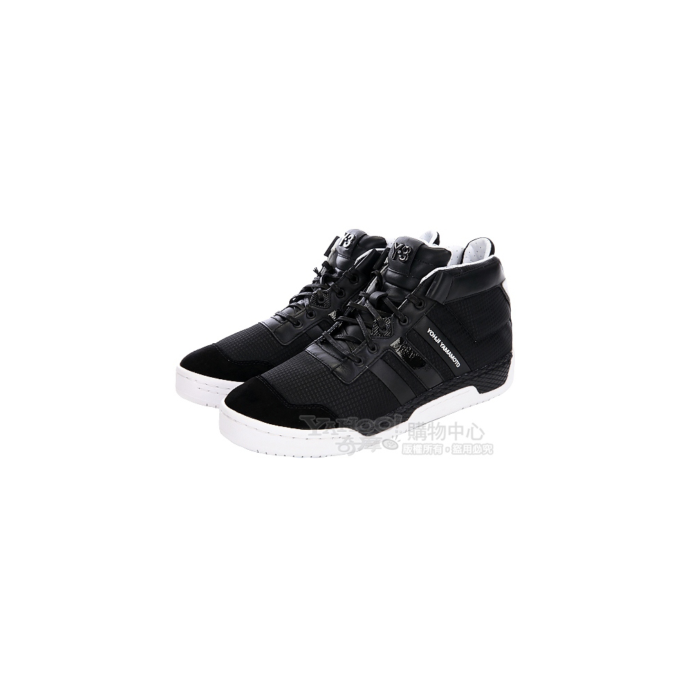 Y-3 COURTSIDE 黑色異材質拼接綁帶休閒鞋