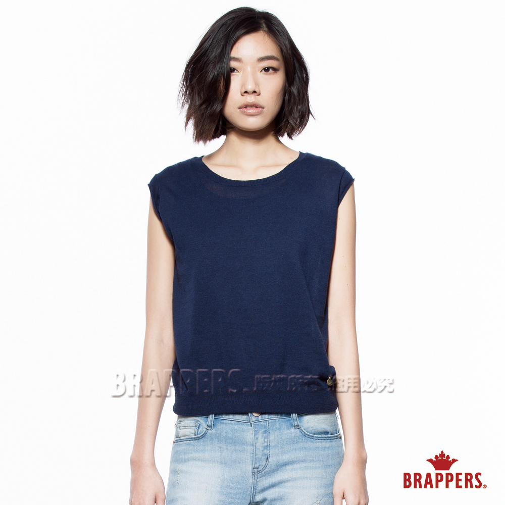 BRAPPERS 女款 小包袖簡約短袖線衫-丈青