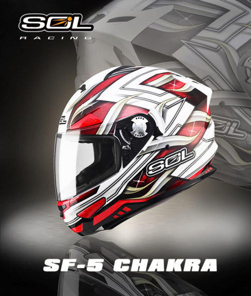 SOL SF-5 全罩式安全帽CHAKRA查克拉系列(白紅)