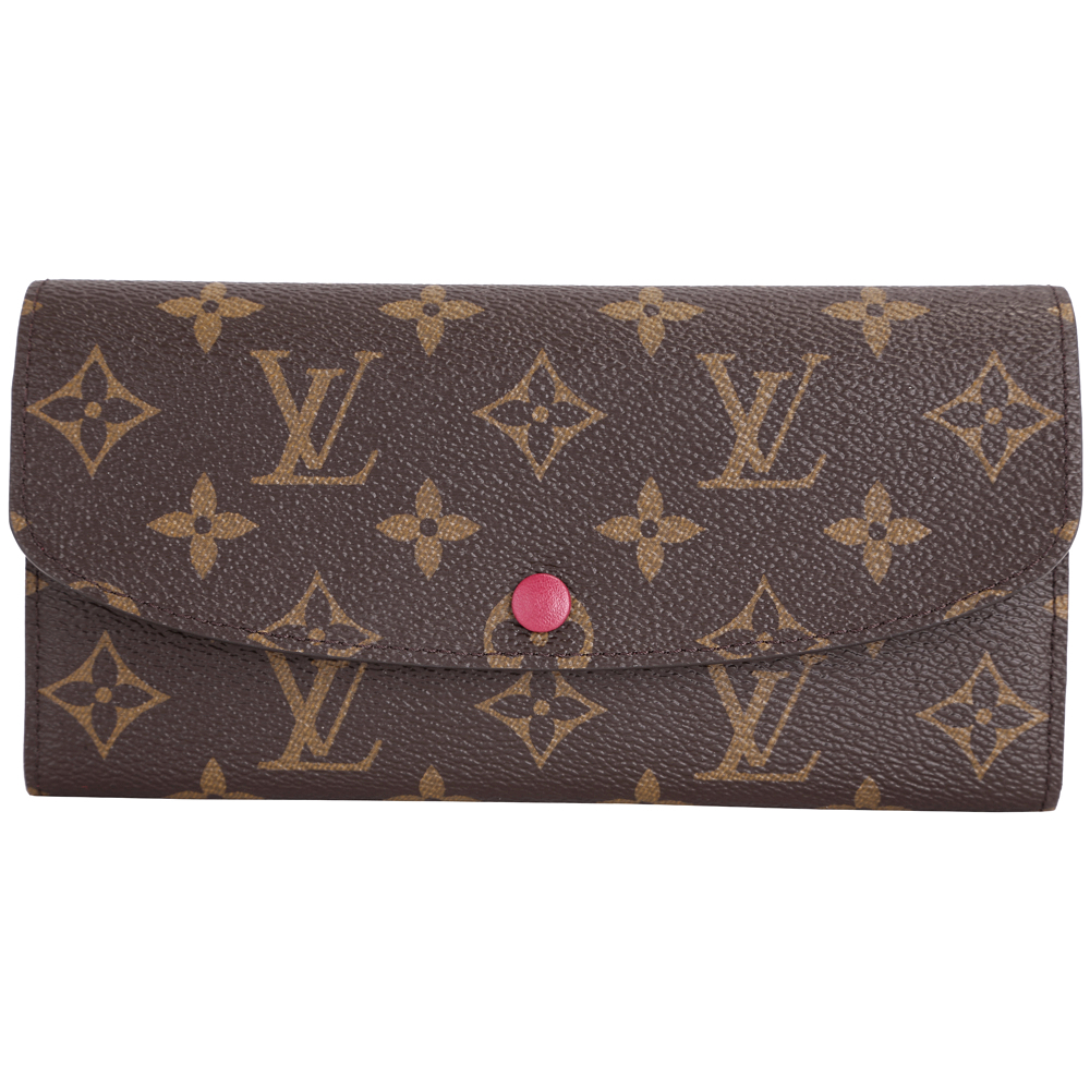 LV M60697 EMILIE經典Monogram釦式長夾(咖啡/內紫紅色)