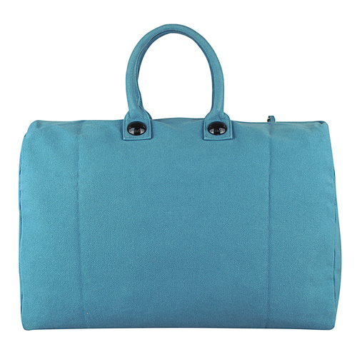 See by Chloe 經典LOGO字樣輕薄帆布拉鍊手提旅行包(大/蔚藍色)