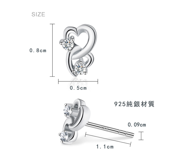 AchiCat 925純銀耳環 心心相依