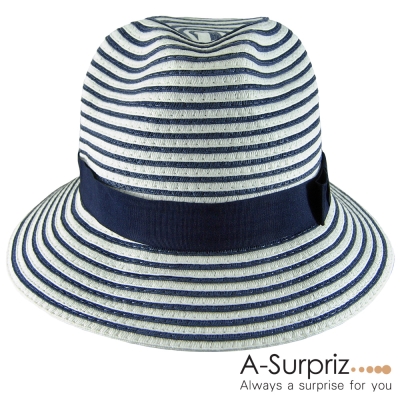 A-Surpriz 都會休閒條紋風遮陽帽(藍白)