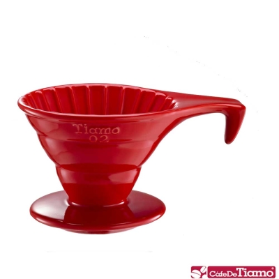 Tiamo V02長柄陶瓷咖啡濾杯組-紅色(HG5534R)