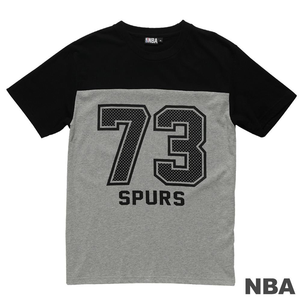 NBA-聖安東尼奧馬刺隊純棉撞色短袖T恤-麻灰黑(男)