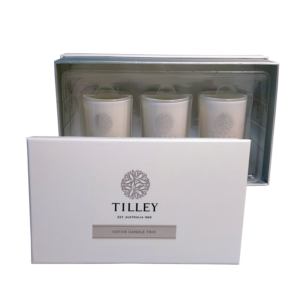 Tilley百年特莉 香氛蠟燭30gx3三入禮盒-牡丹玫瑰,薰衣草,香草