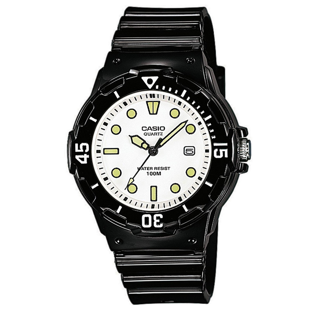 CASIO 潛水風運動休閒腕錶(LRW-200H-7E1)-白x/螢光刻度/34mm