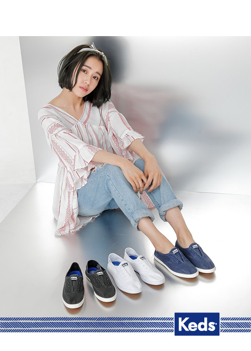 Keds 品牌經典系列之水洗休閒便鞋-炭灰