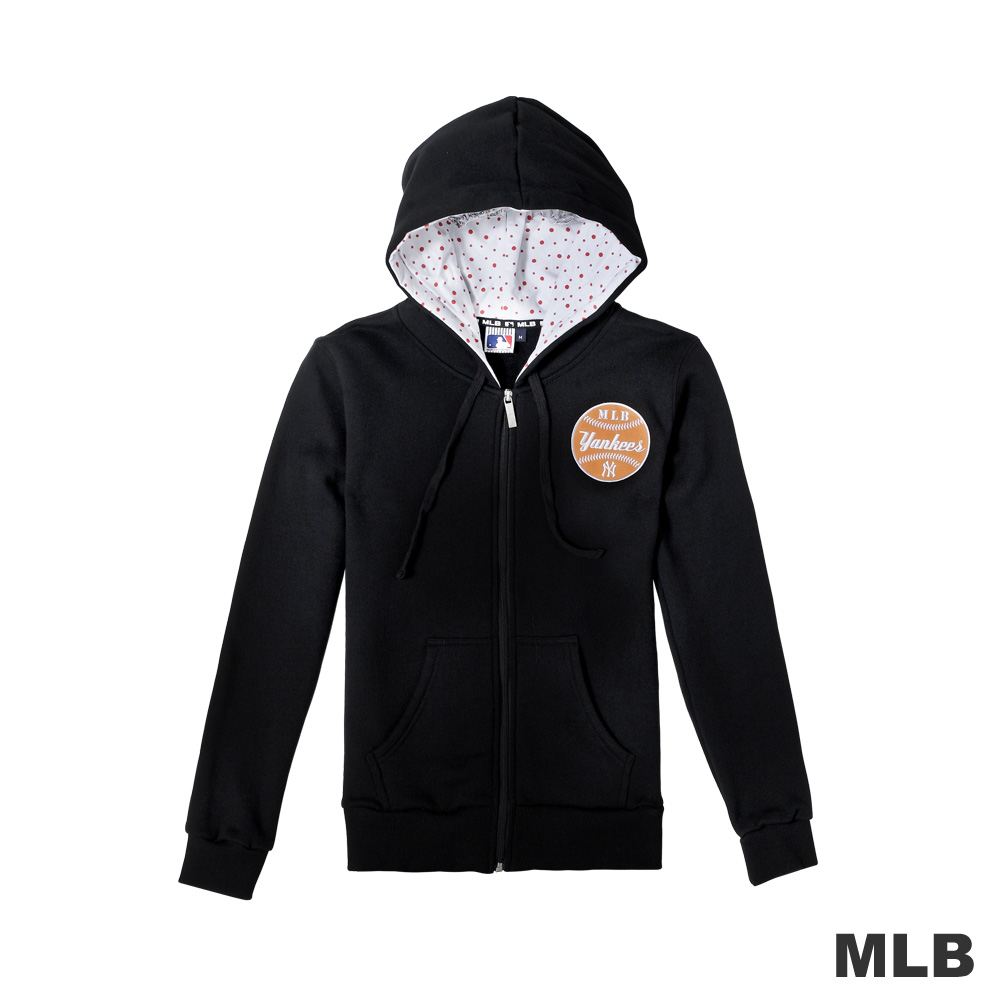 MLB-紐約洋基隊繽紛點點連帽長袖外套-黑色(女)
