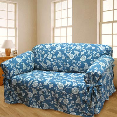 【雙茶花】雙層提花二用單人沙發便利套-藍色(250x250cm)