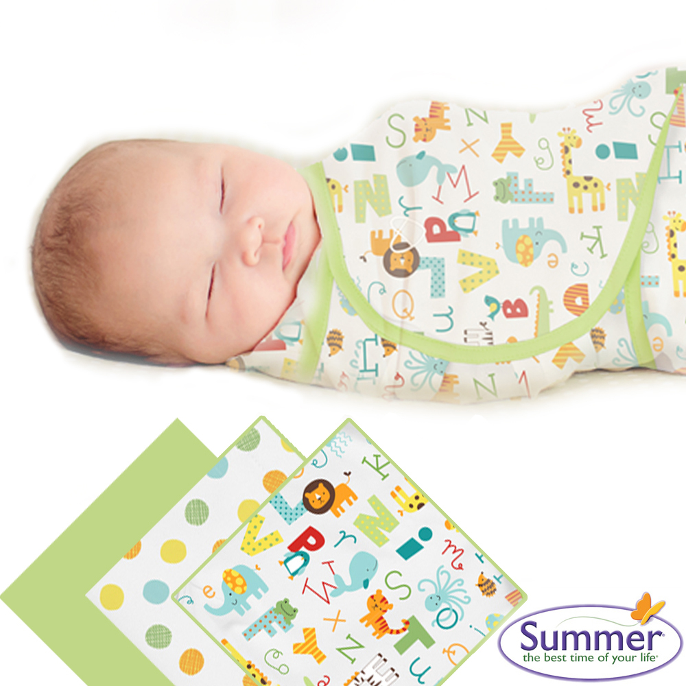 美國 Summer Infant 嬰兒包巾 懶人包巾薄款 -純棉3入 字母動物園