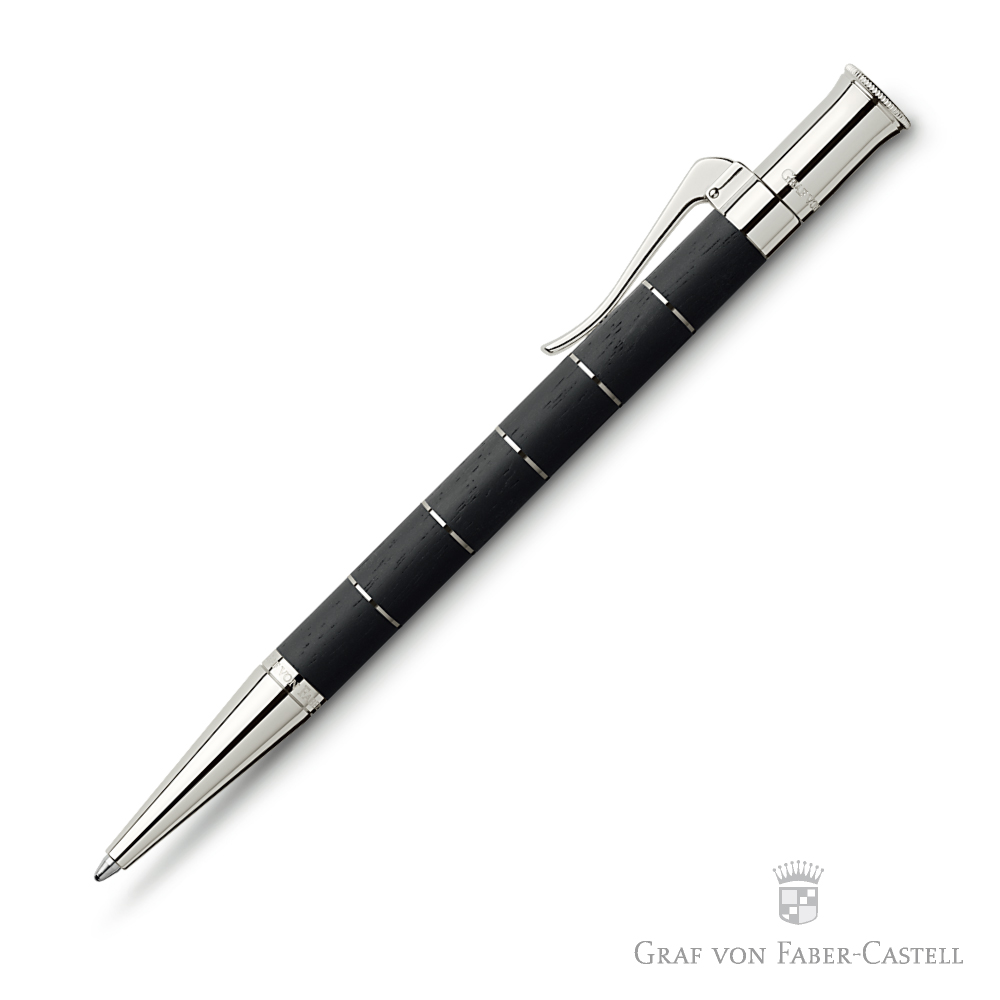 GRAF VON FABER-CASTELL 經典系列黑檀木白金環原子筆