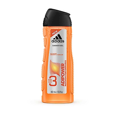 adidas愛迪達 男用三效極限動力潔顏洗髮沐浴露400ml