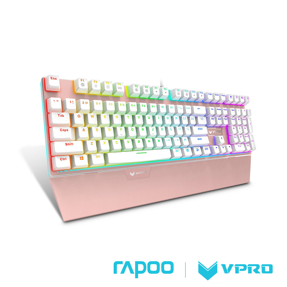 雷柏 RAPOO機械遊戲鍵盤 VPRO V720(青軸)全彩RGB背光-玫瑰金