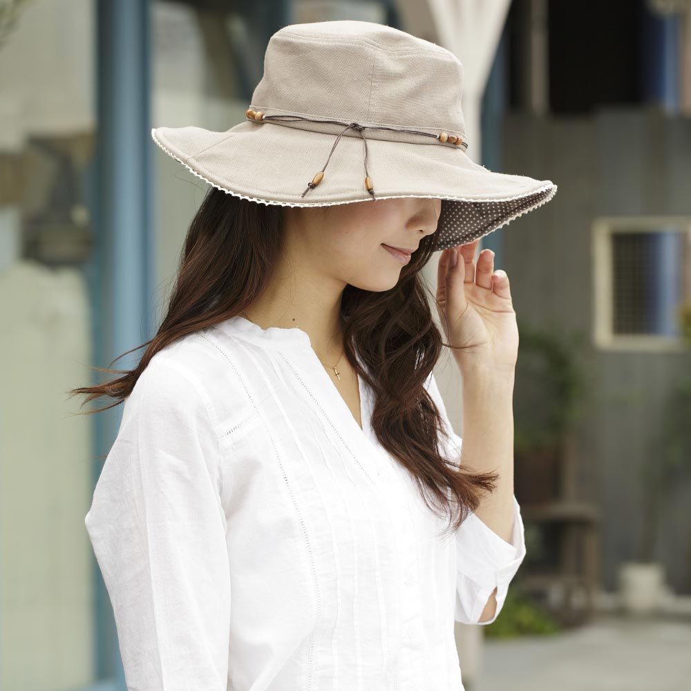 【Sunlead】抗UV雙色寬緣蕾絲滾邊防曬寬圓頂遮陽軟帽 (摩卡色)